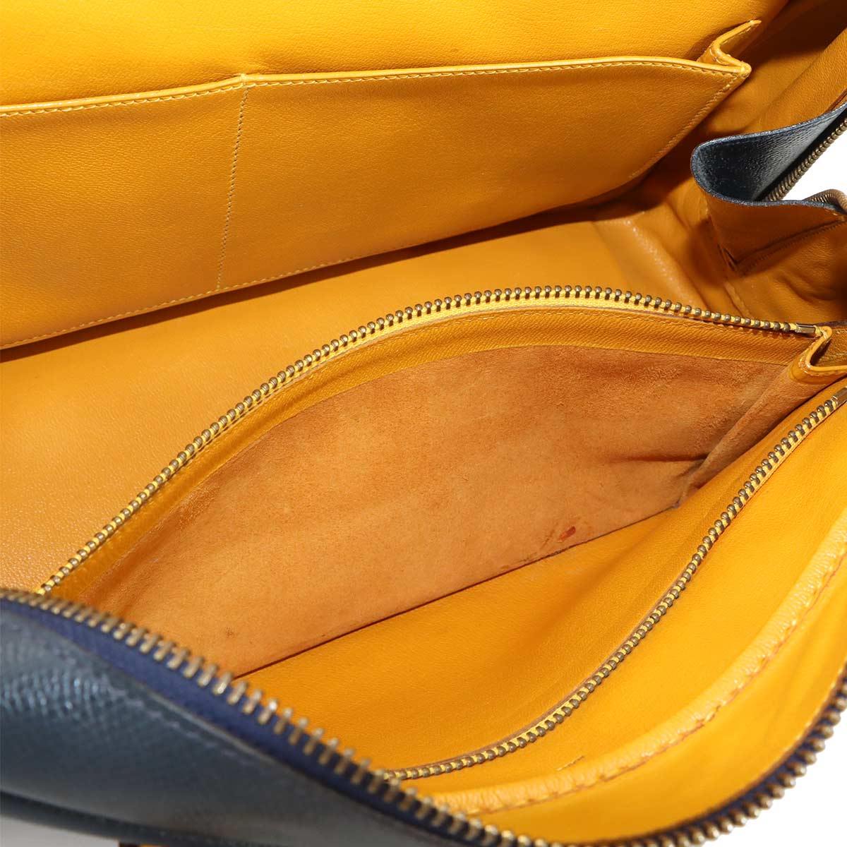 Lorraine 2way Hand Shoulder Bag Couchevel Epsom Navy Yellow
