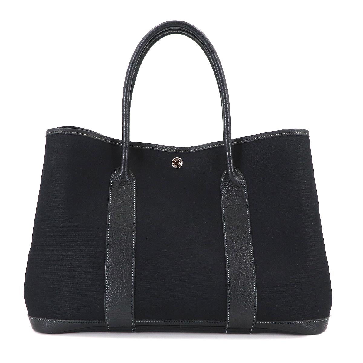 Garden Party PM Tote Bag Toile Officier Leather Black