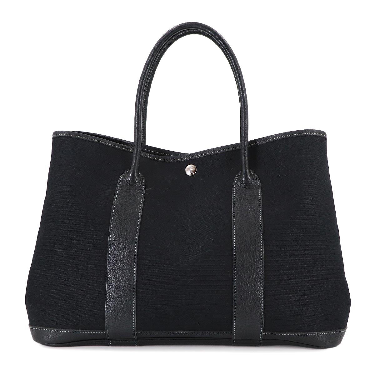 Garden Party PM Tote Bag Toile Officier Leather Black