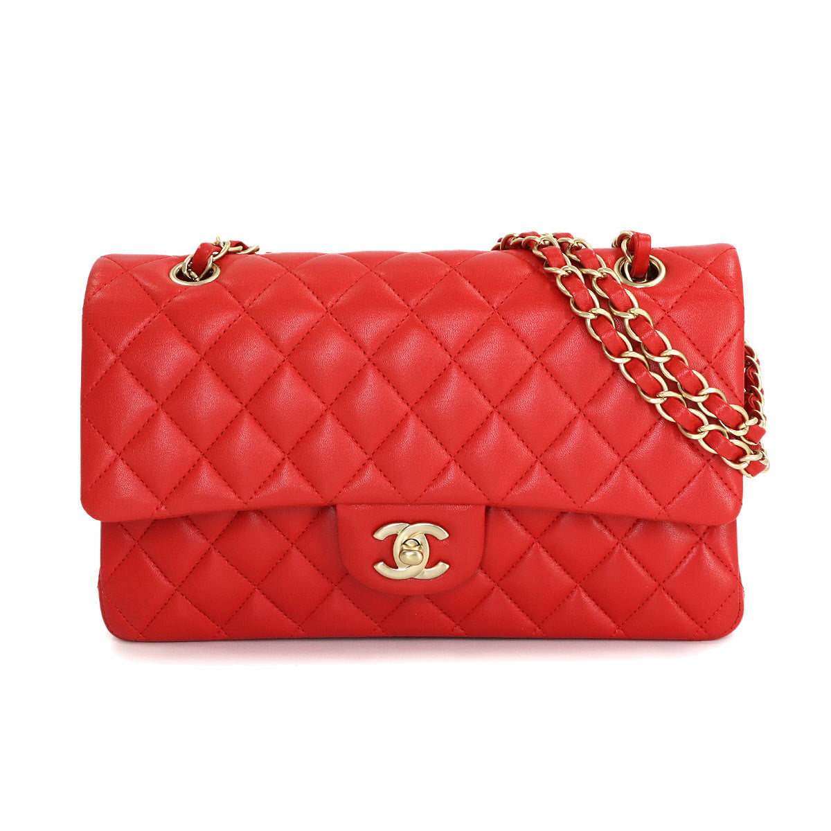 Matelasse 25 Chain Shoulder Bag Leather Red A01112 11.12