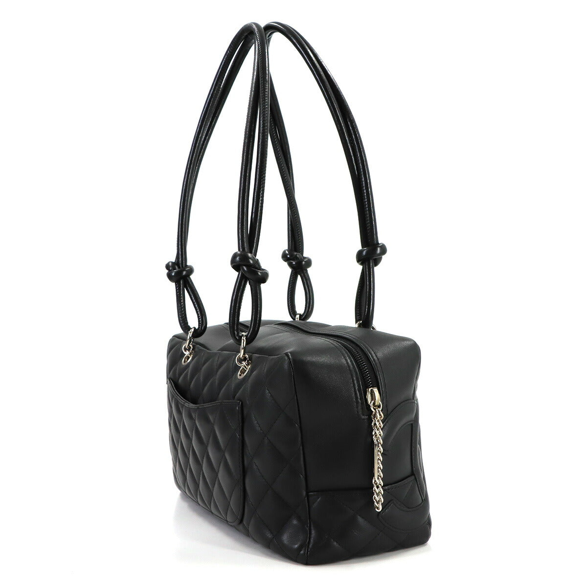 Cambon Bowling Shoulder Bag Leather Black A25171 Purse