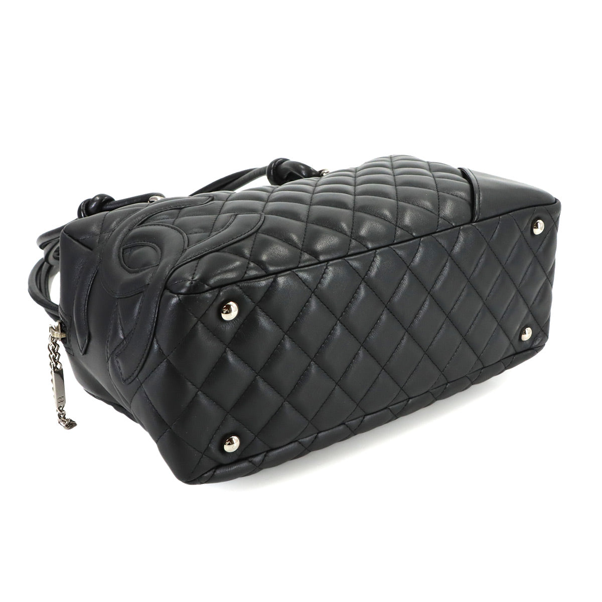 Cambon Bowling Shoulder Bag Leather Black A25171 Purse