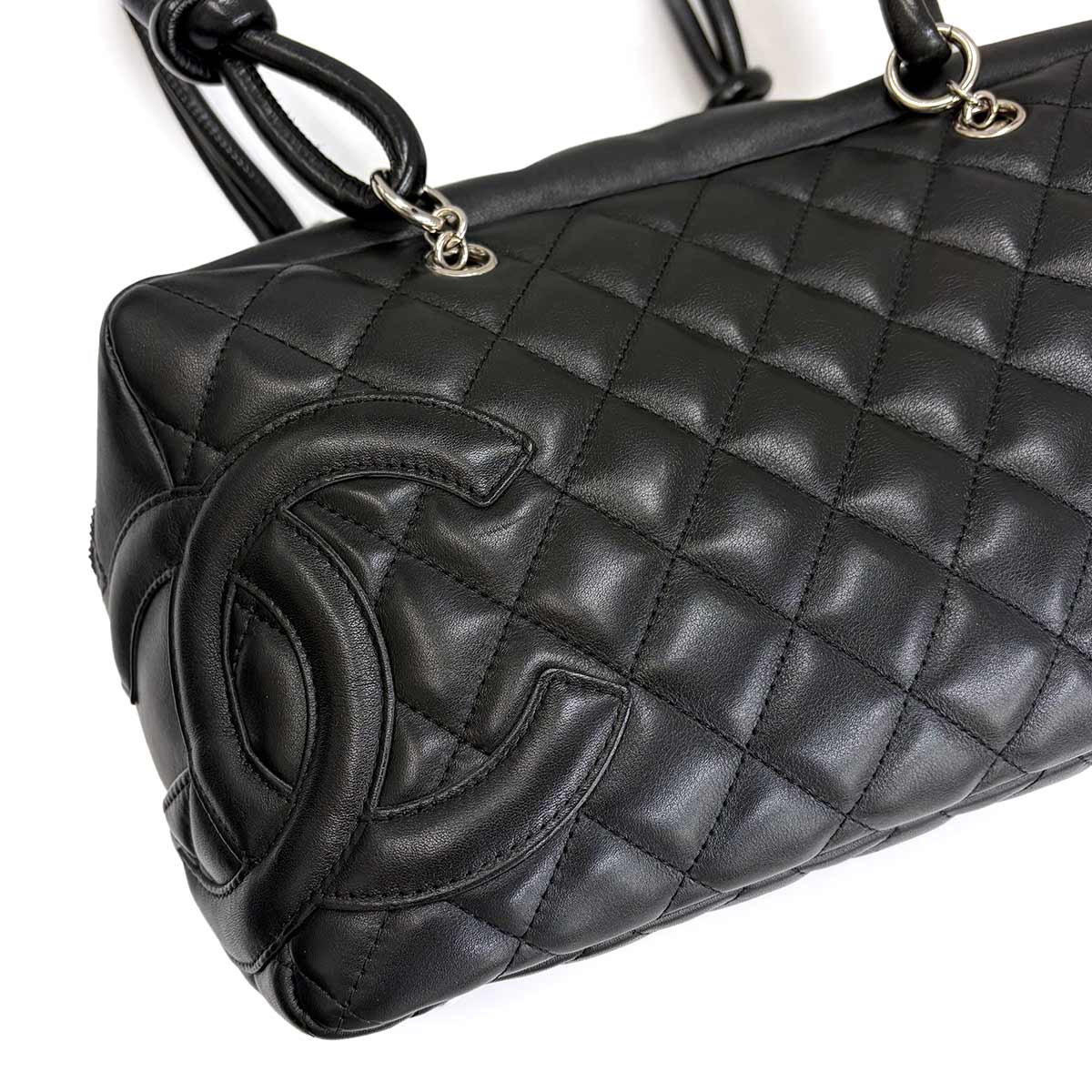 Cambon Bowling Shoulder Bag Leather Black A25171 Purse