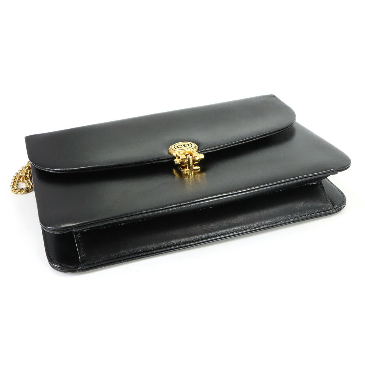 Chain Shoulder Bag Leather Black Vintage Purse