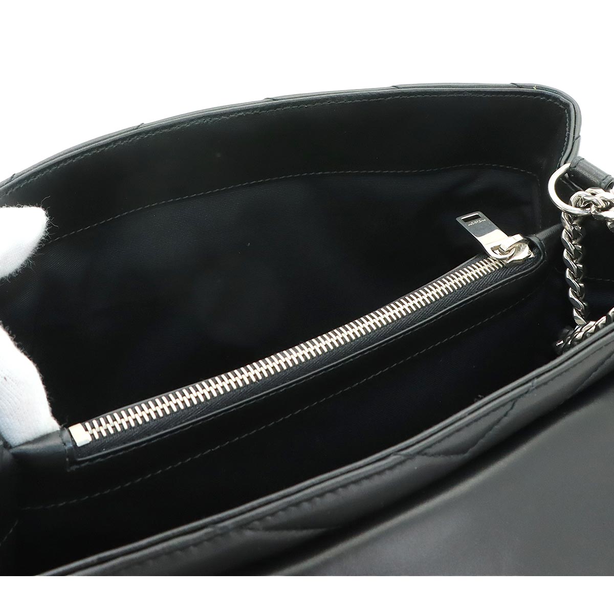 Loulou Medium Chain Shoulder Bag Leather Black 574946