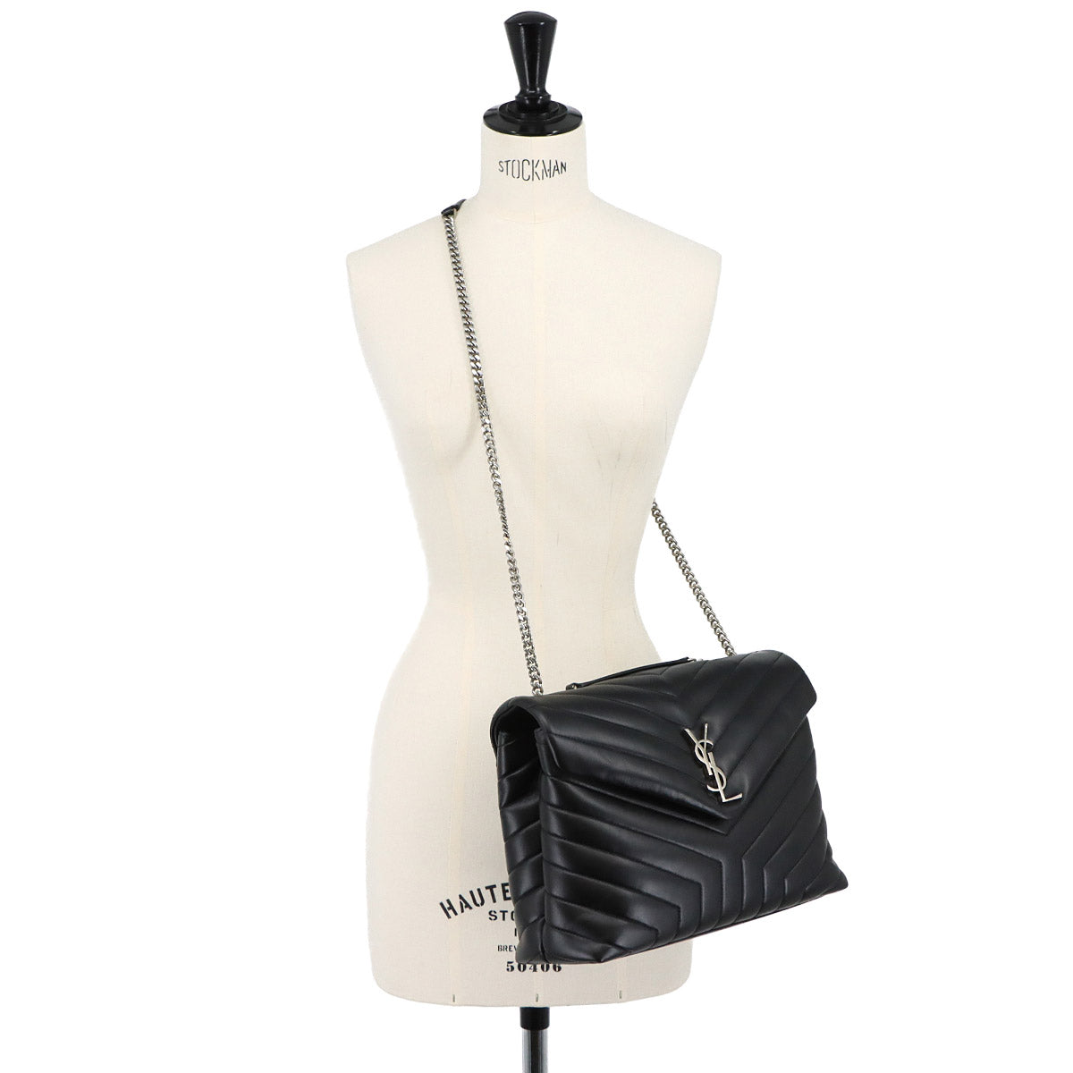 Loulou Medium Chain Shoulder Bag Leather Black 574946