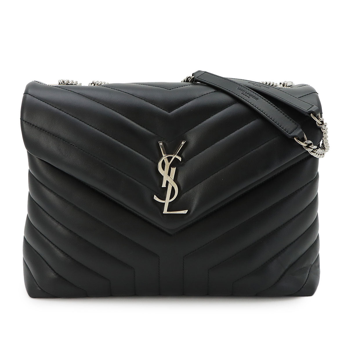 Loulou Medium Chain Shoulder Bag Leather Black 574946