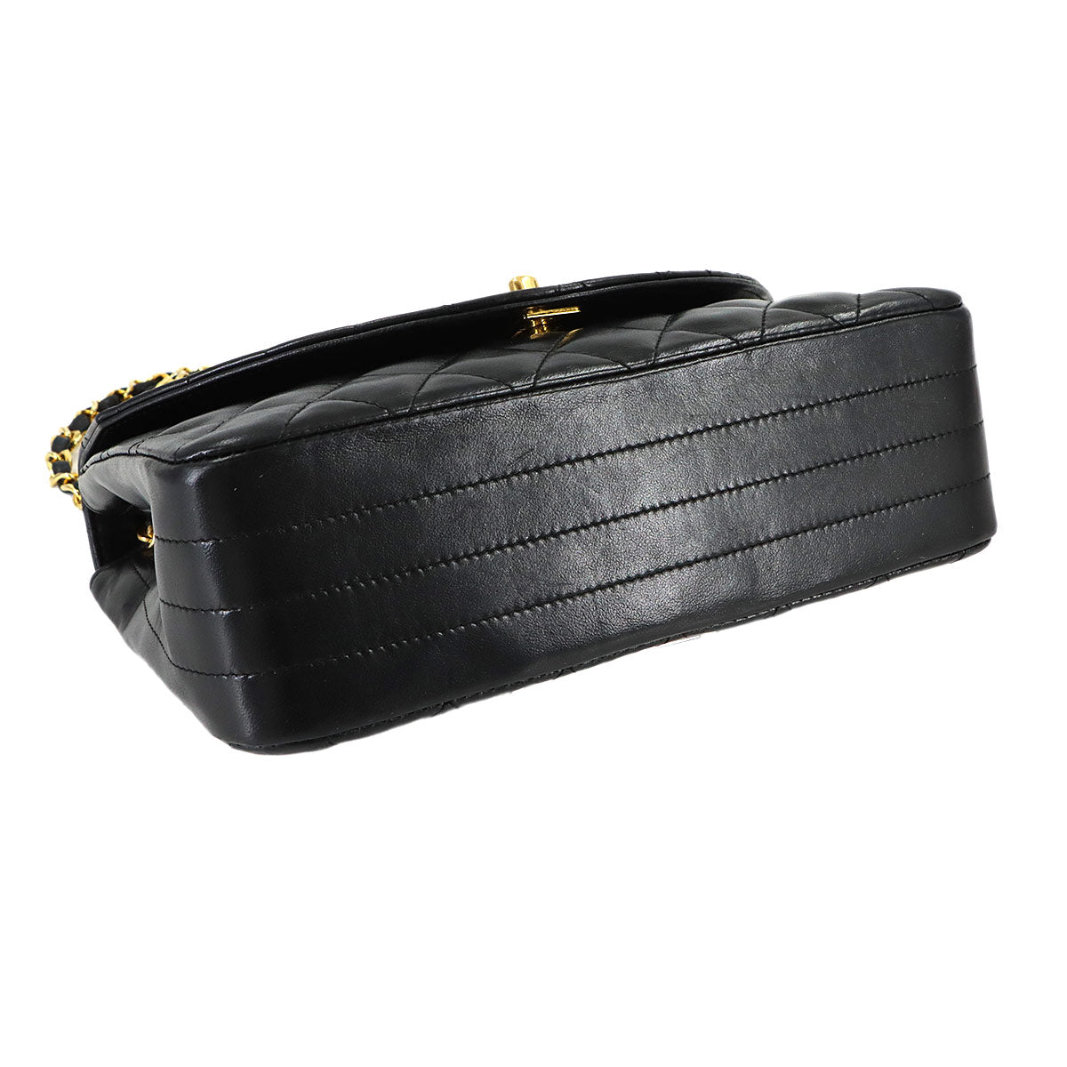 Matelasse Chain Shoulder Bag Leather Black Vintage