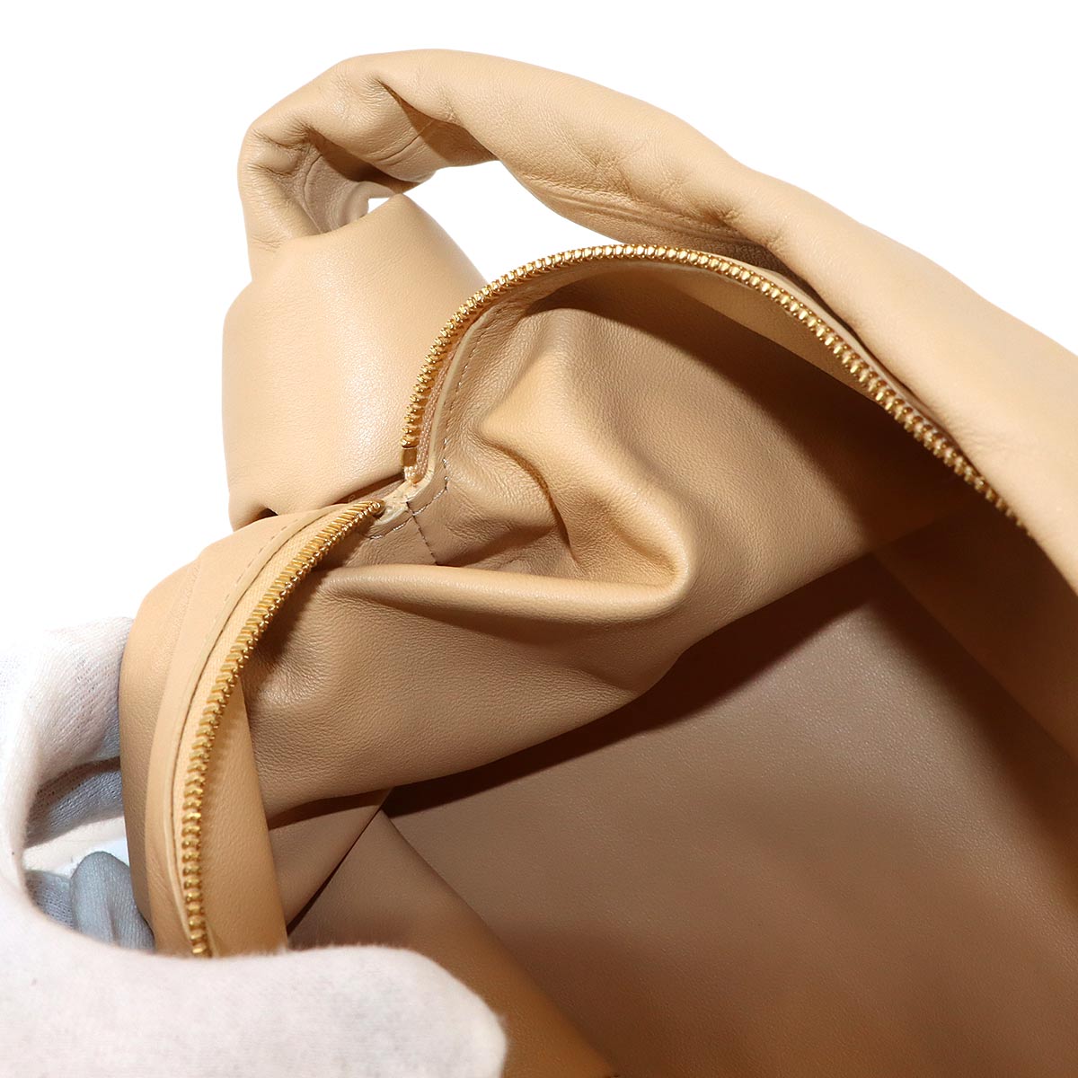 Double Knot Hand Bag Leather Beige 629635 Purse