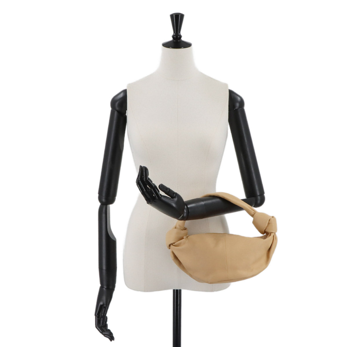 Double Knot Hand Bag Leather Beige 629635 Purse