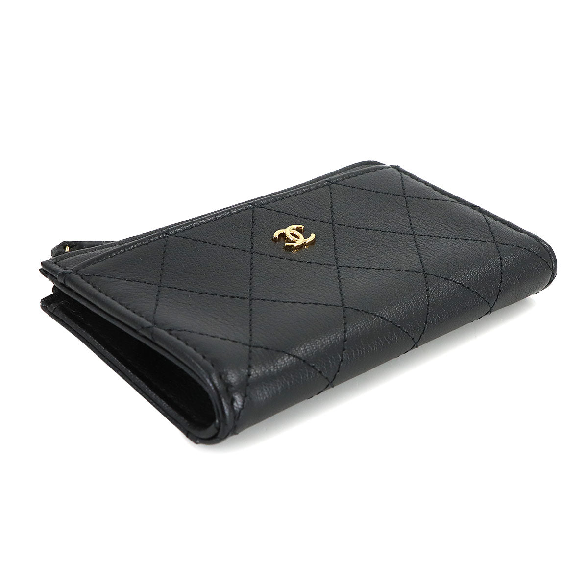 Matelasse Coin Case Purse Leather Black AP4917