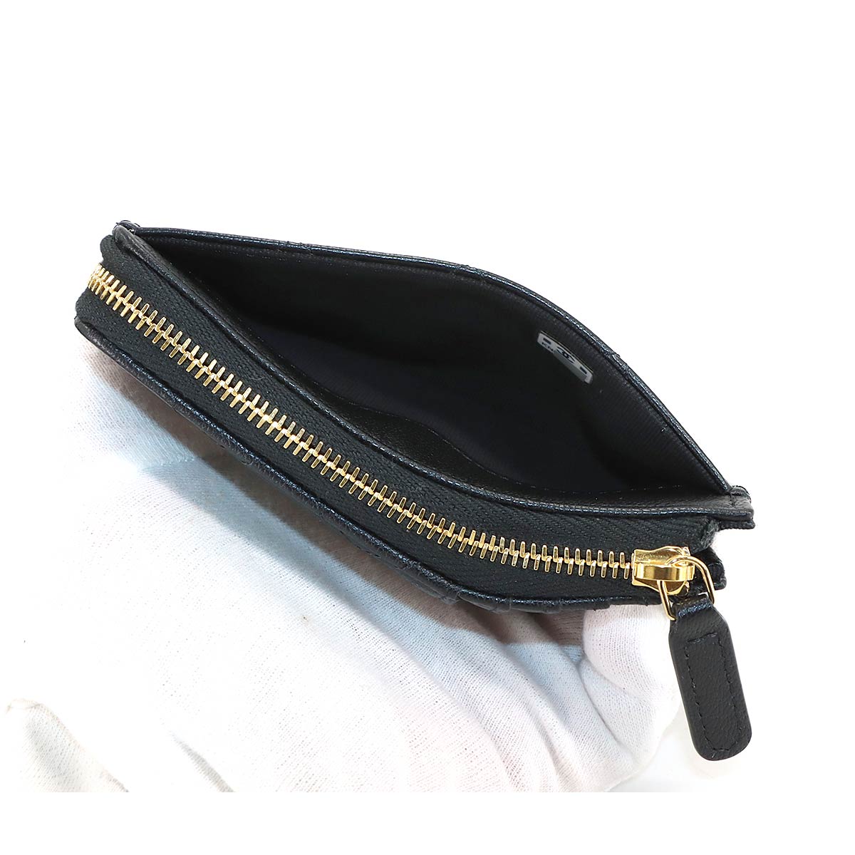 Matelasse Coin Case Purse Leather Black AP4917