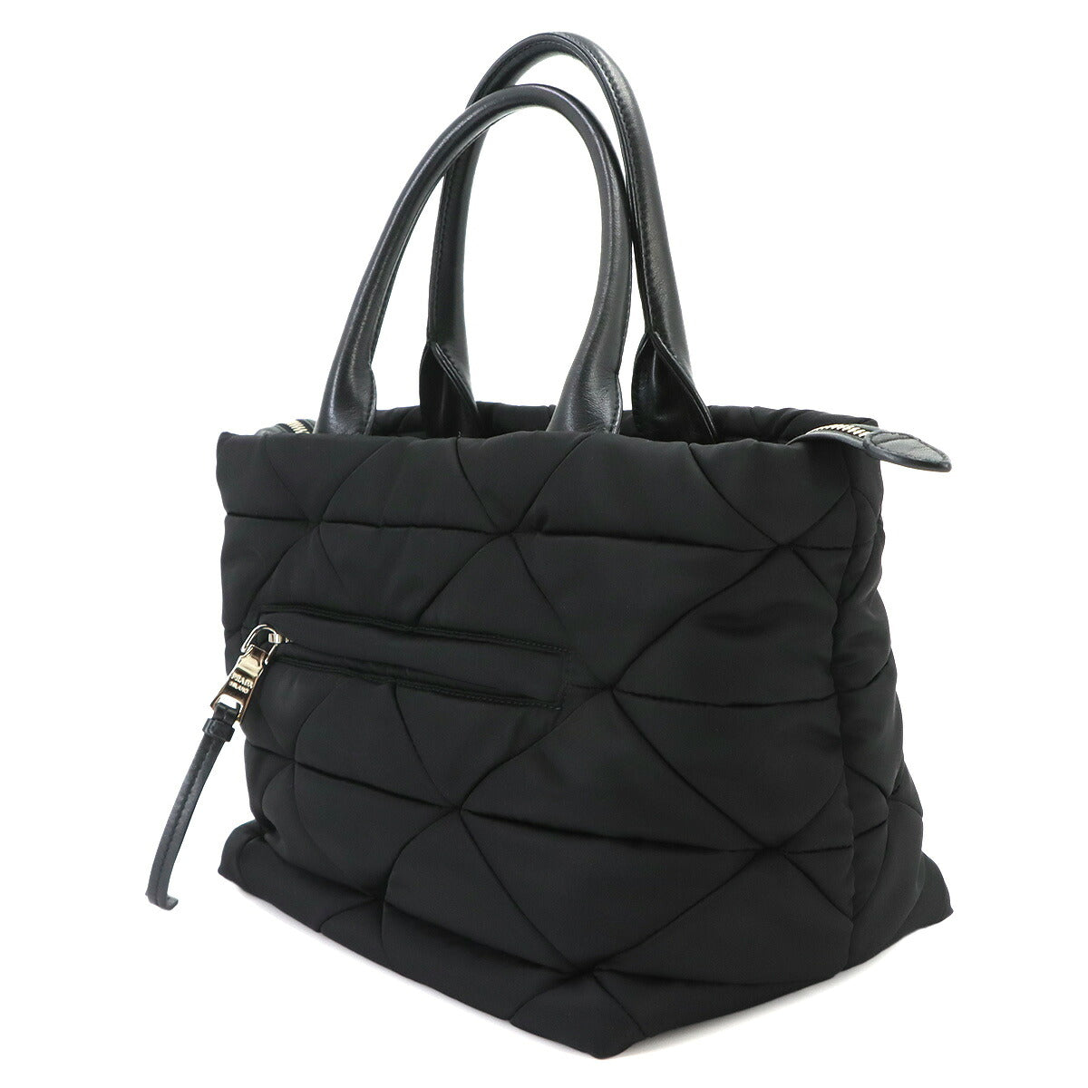 Small Padded 2way Tote Shoulder Bag Nylon Leather Black 1BG436
