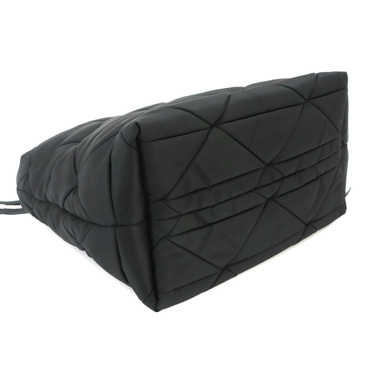 Small Padded 2way Tote Shoulder Bag Nylon Leather Black 1BG436