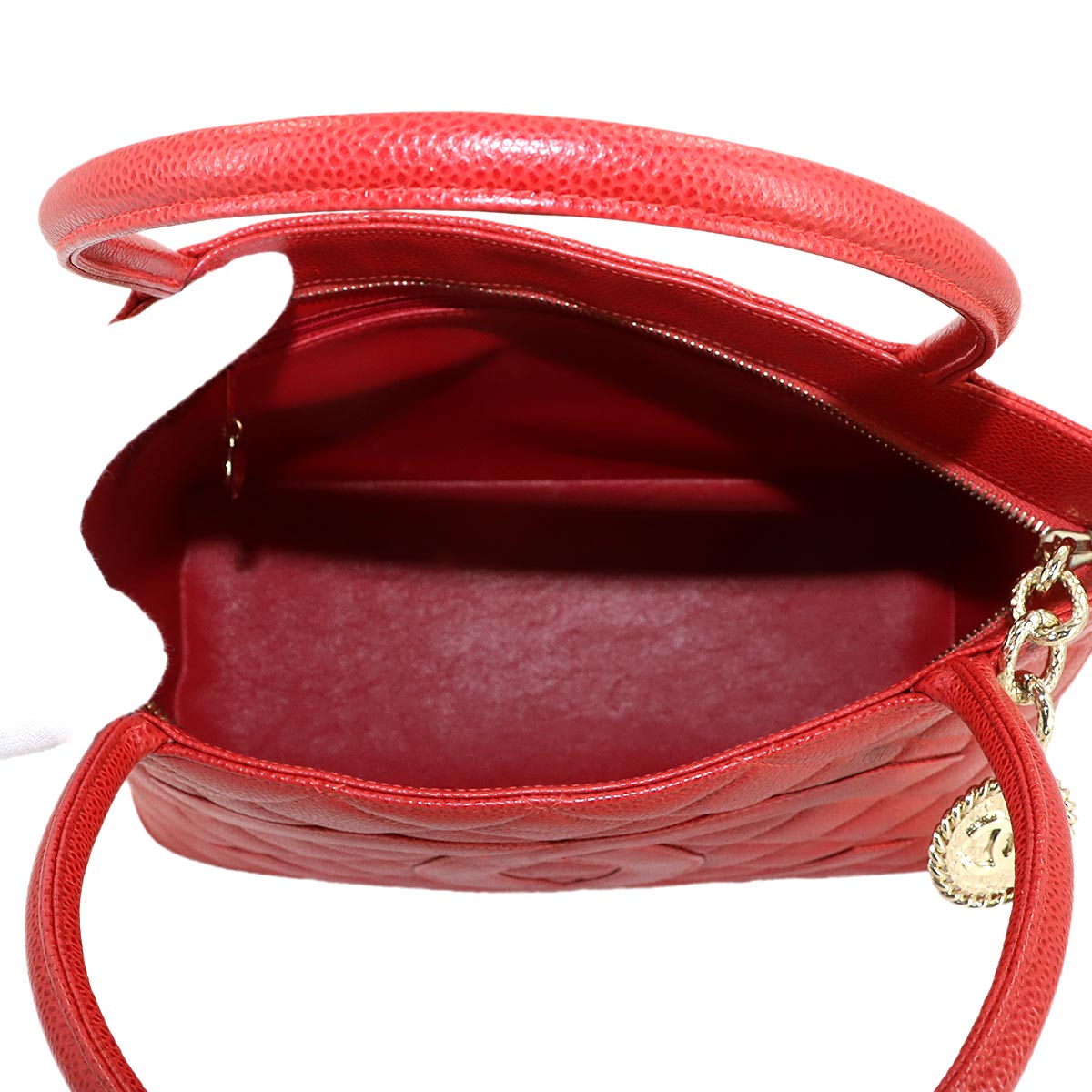Medallion Tote Bag Leather Red A01804 Coco Logos