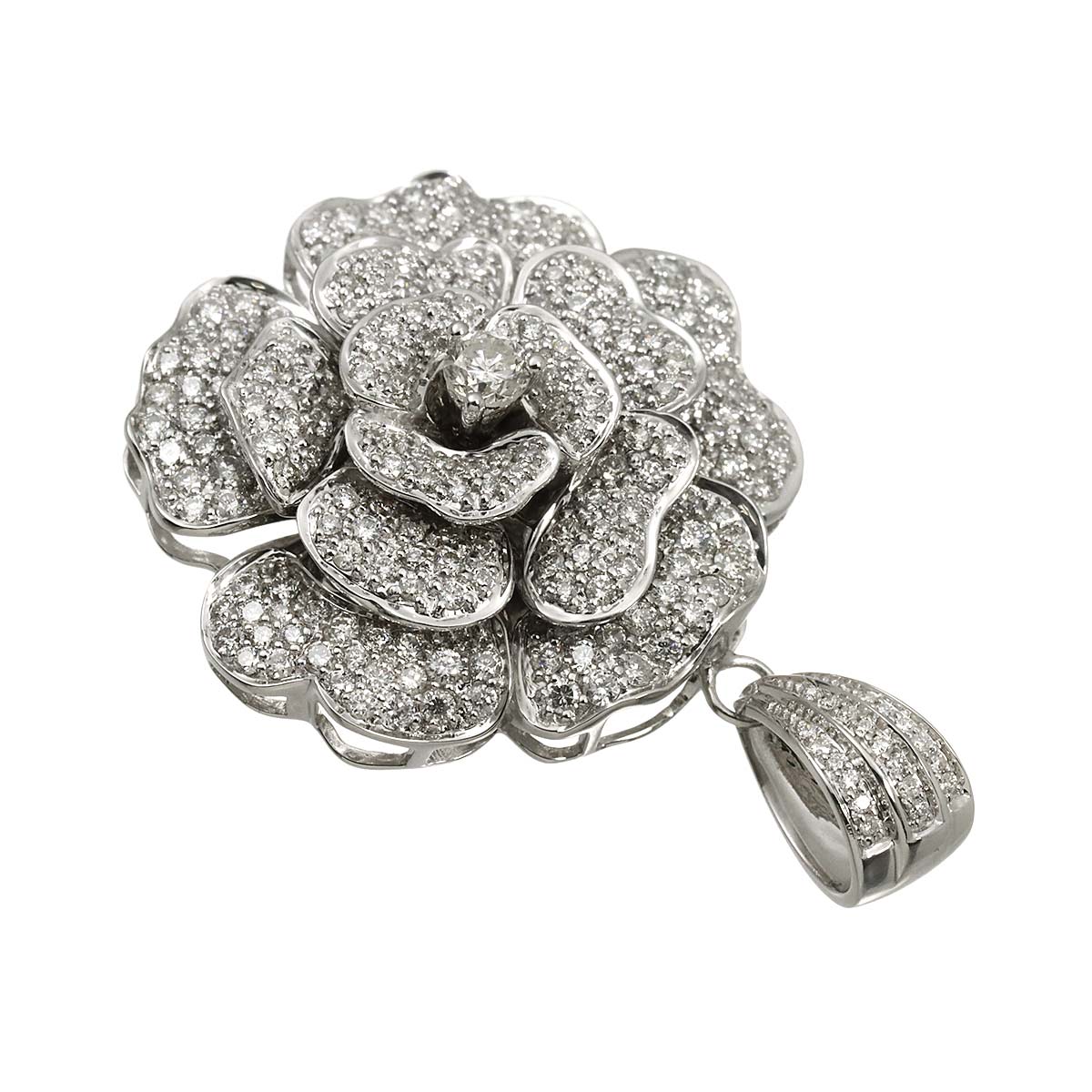 Diamond 3.05ct Pendant Top 18K K18 WG White Gold 750