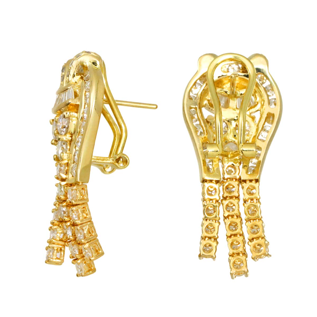 Diamond 0.58ct/0.58ct 1.15ct/1.15ct Earrings Pierced 18K YG 750