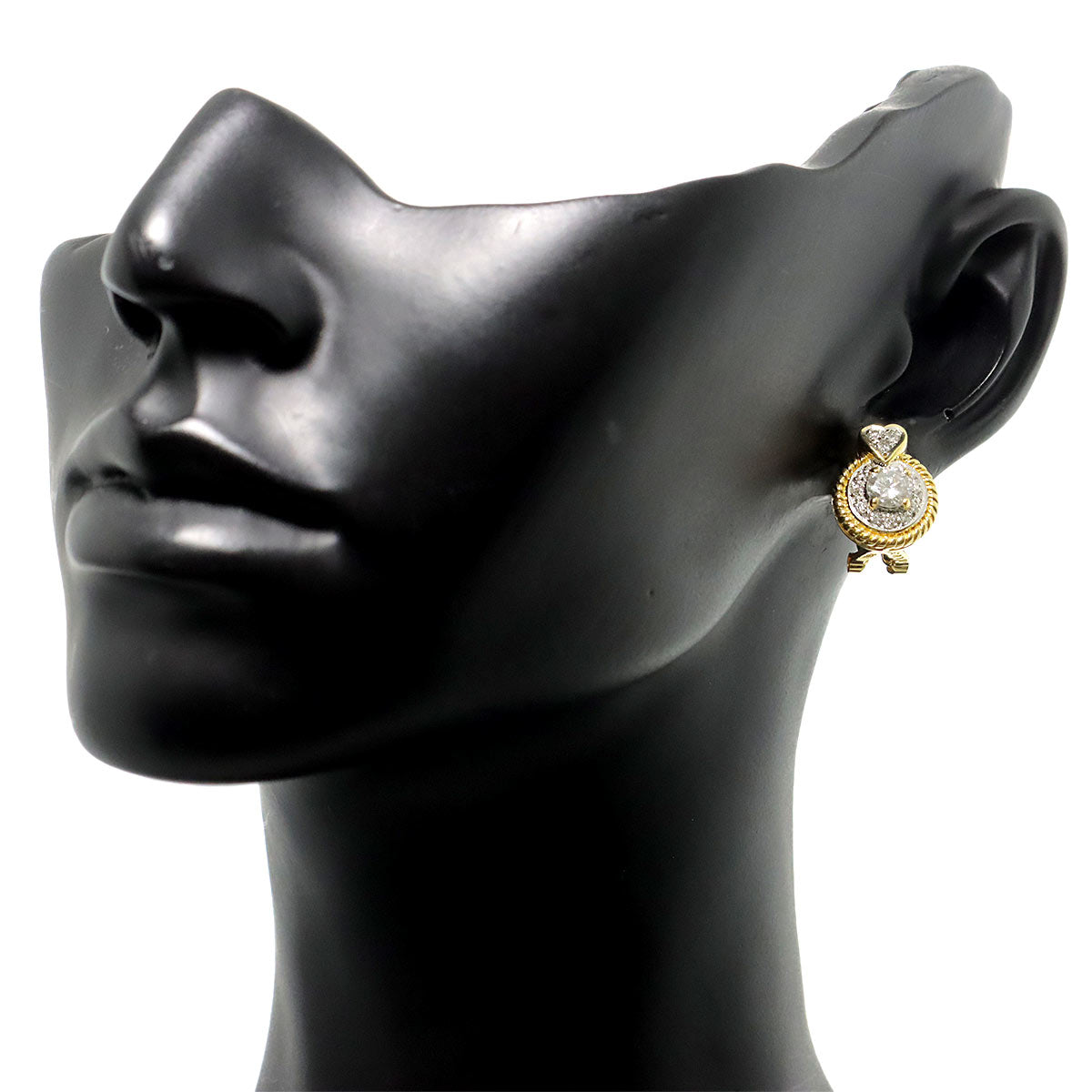 Diamond 0.28ct/0.28ct 0.83ct/0.83ct Earrings Pierced 18K K18 YG 750