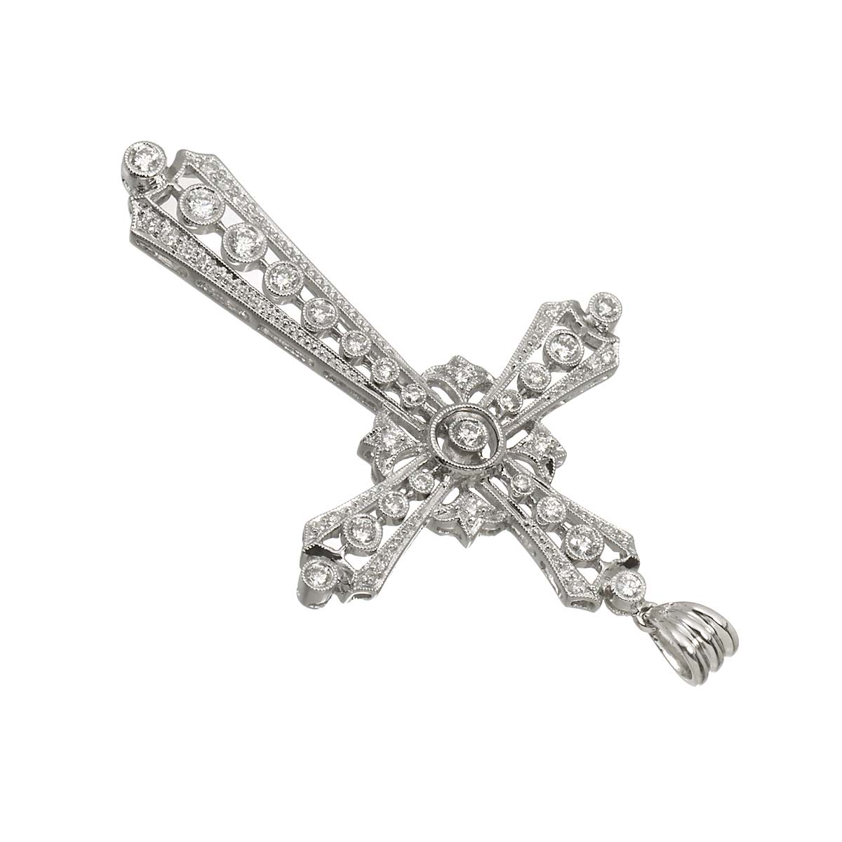 Diamond 0.86ct Pendant Top 18K K18 WG White Gold 750