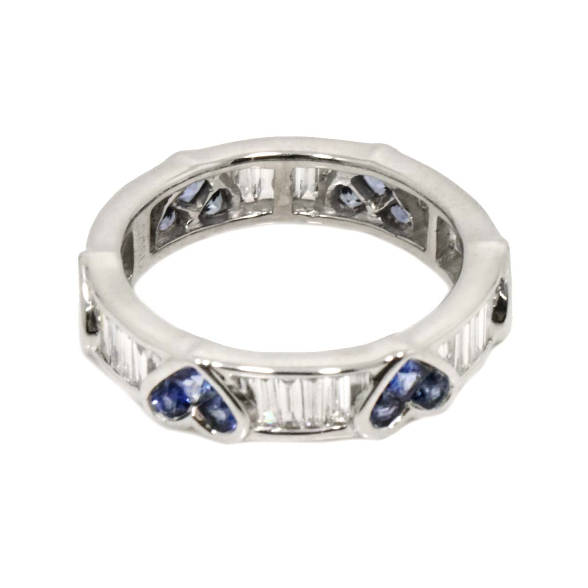 Sapphire Diamond Ring 18K K18 WG size4.5(US)