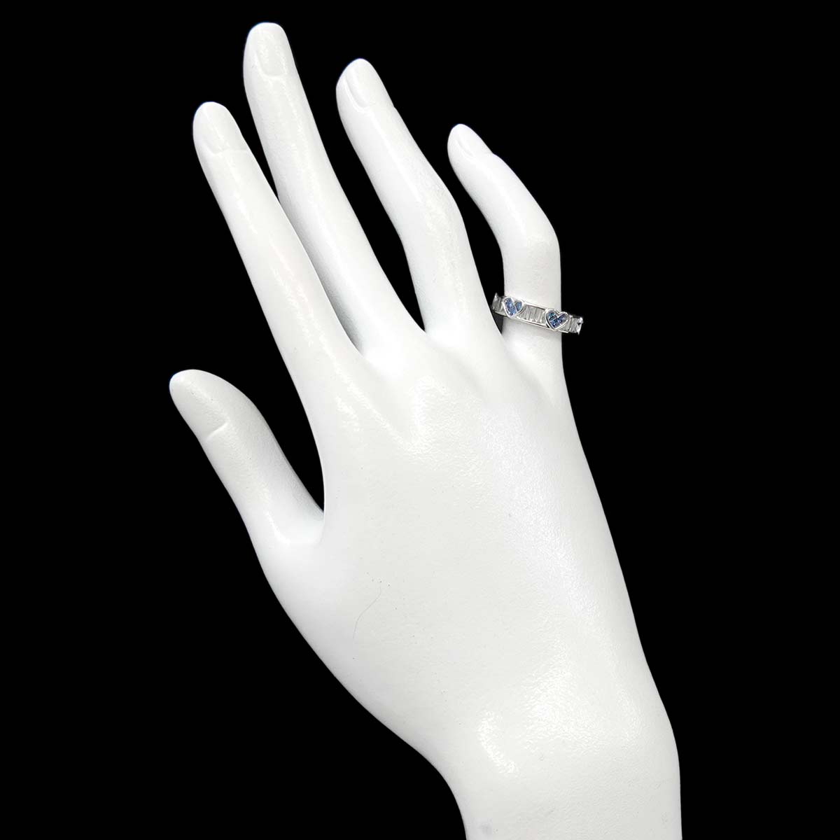 Sapphire Diamond Ring 18K K18 WG size4.5(US)