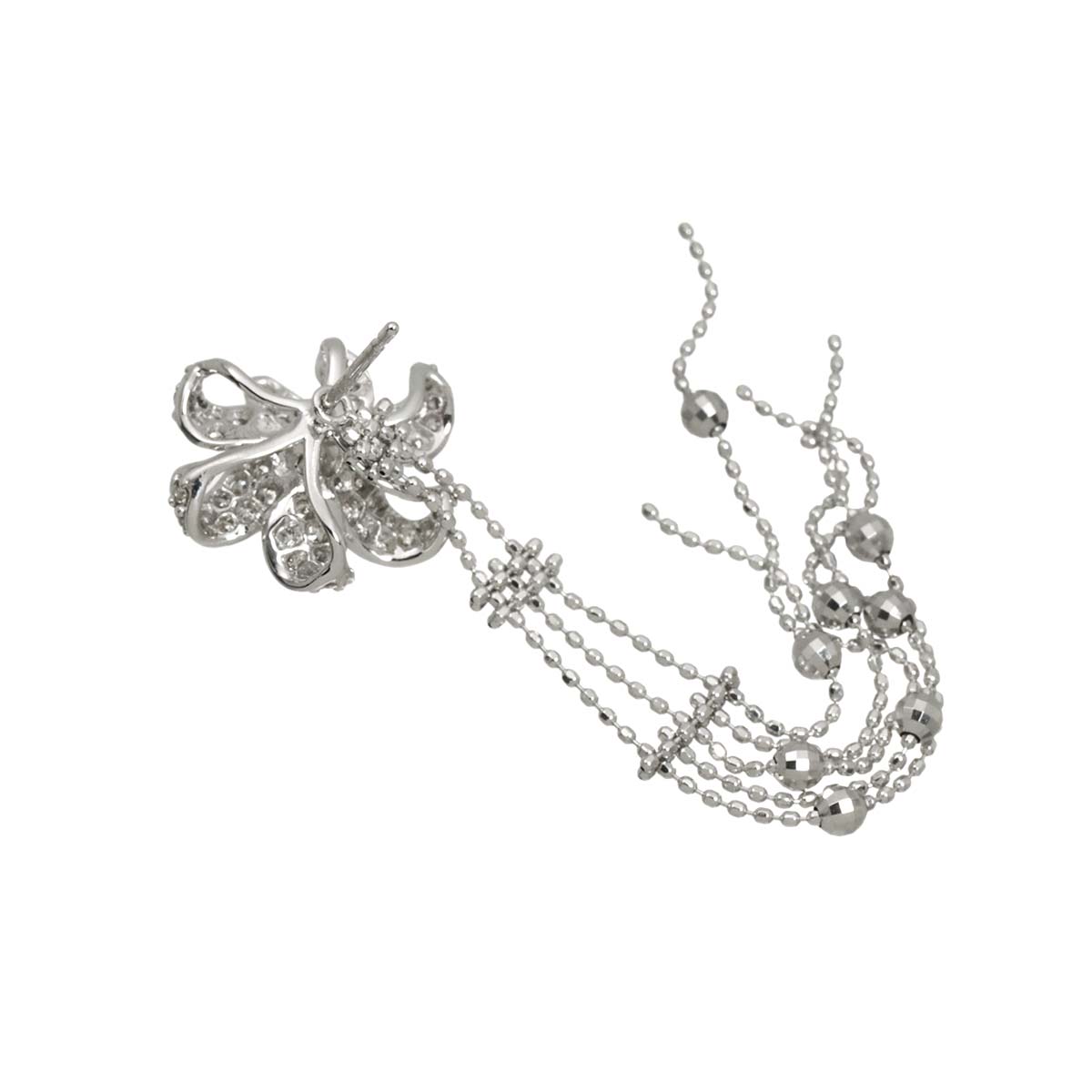 Diamond Earring Pierced 18K K18 WG 750 One Piece only