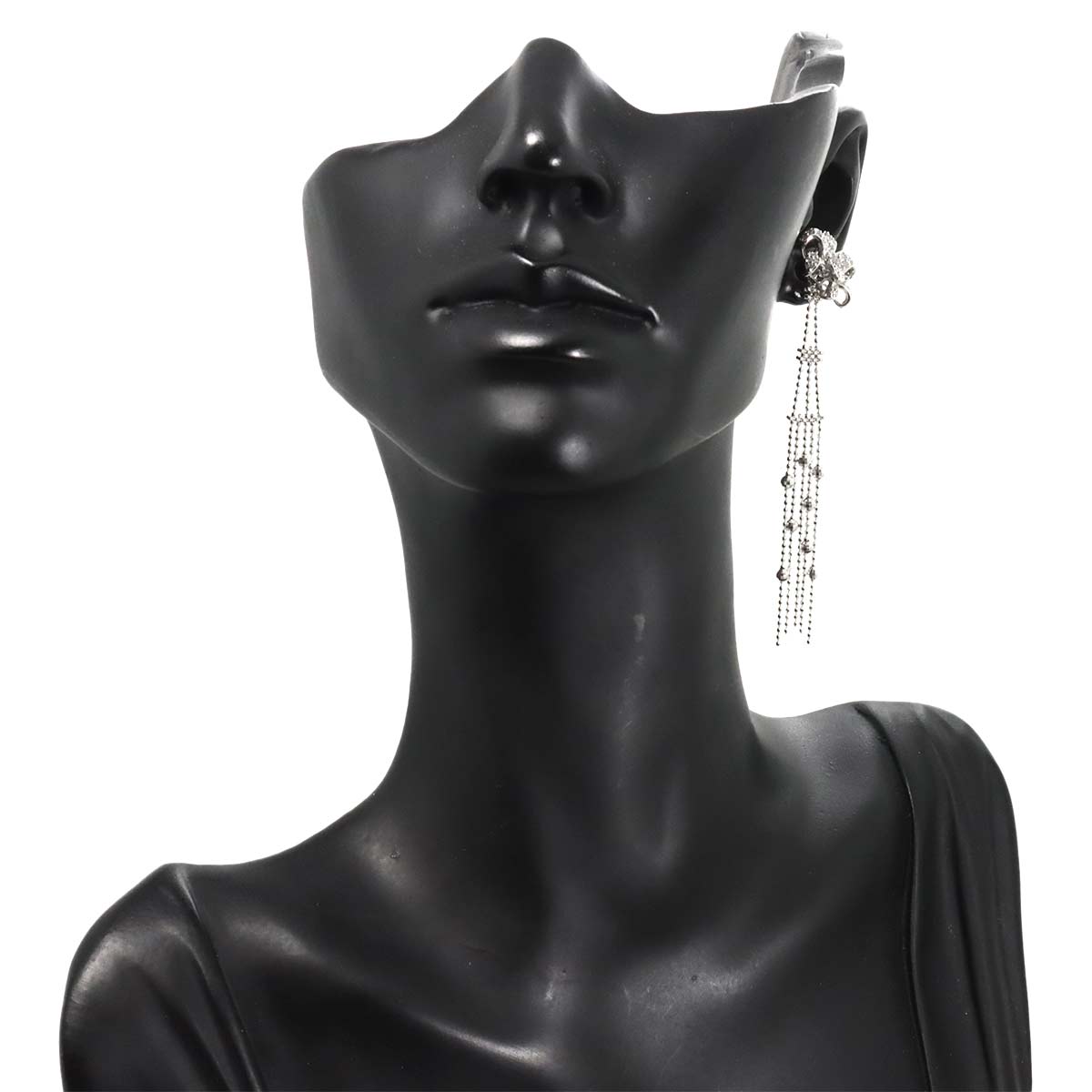 Diamond Earring Pierced 18K K18 WG 750 One Piece only