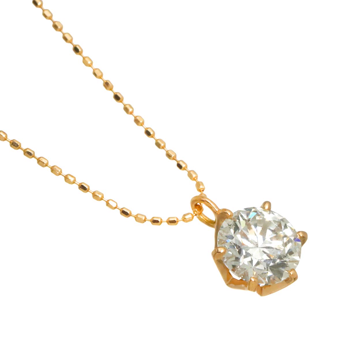 Diamond 0.604ct F/SI2 Necklace 18K K18 PG 750
