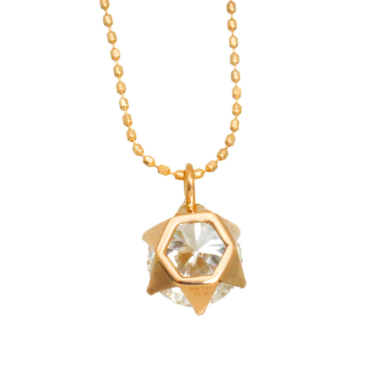 Diamond 0.604ct F/SI2 Necklace 18K K18 PG 750
