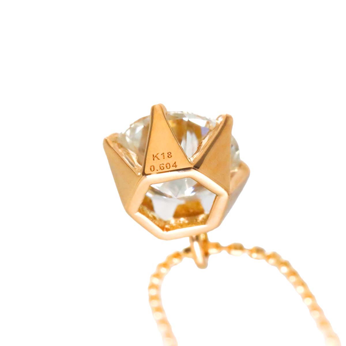 Diamond 0.604ct F/SI2 Necklace 18K K18 PG 750