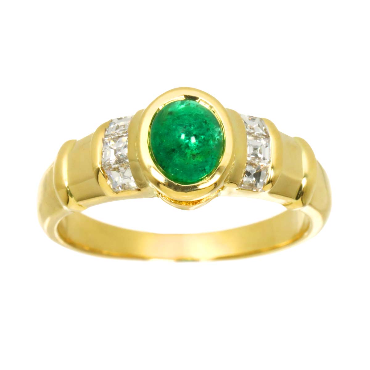 Emerald 0.65ct Diamond 0.30ct Ring 18K YG 750 Size6-6.25(US)