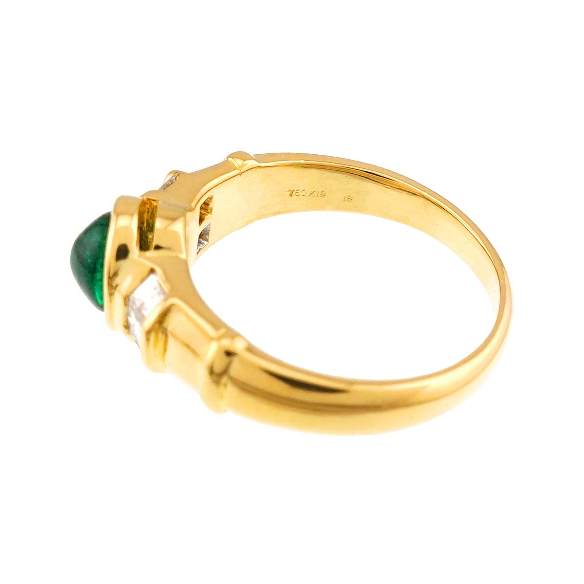 Emerald 0.65ct Diamond 0.30ct Ring 18K YG 750 Size6-6.25(US)