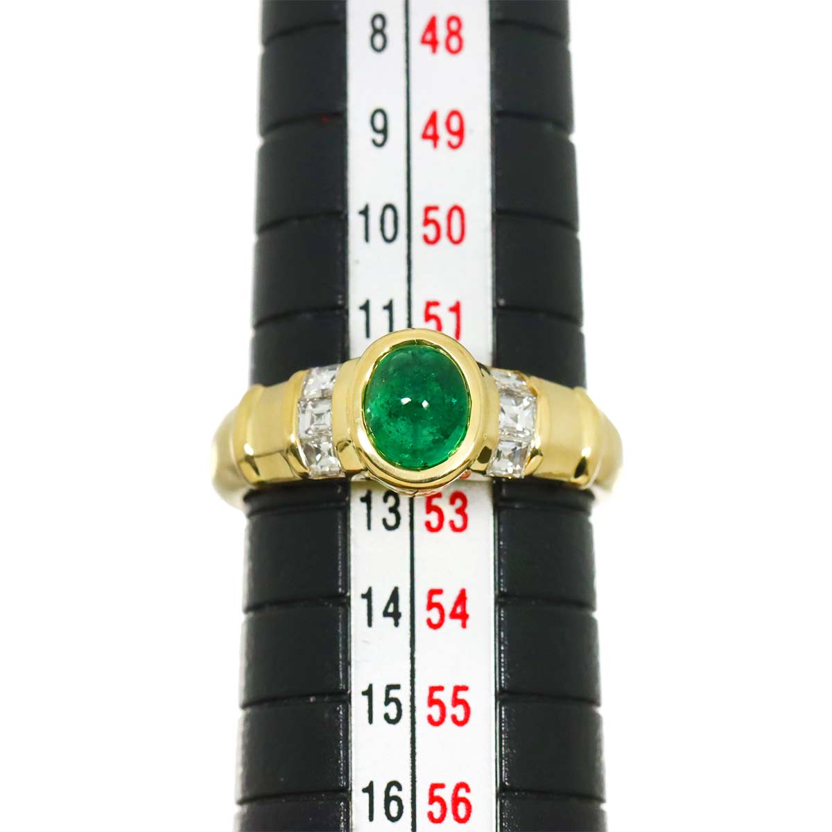Emerald 0.65ct Diamond 0.30ct Ring 18K YG 750 Size6-6.25(US)