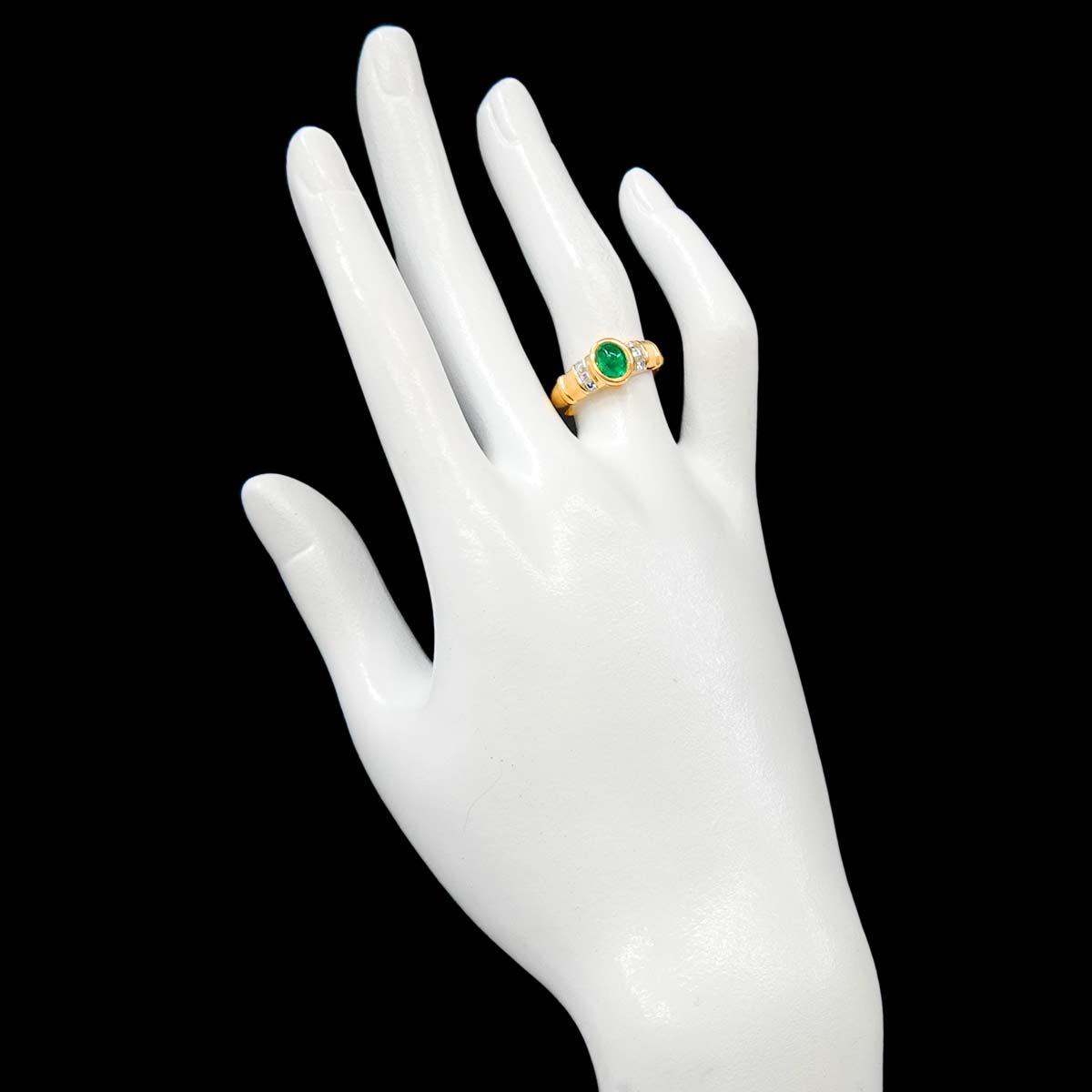 Emerald 0.65ct Diamond 0.30ct Ring 18K YG 750 Size6-6.25(US)