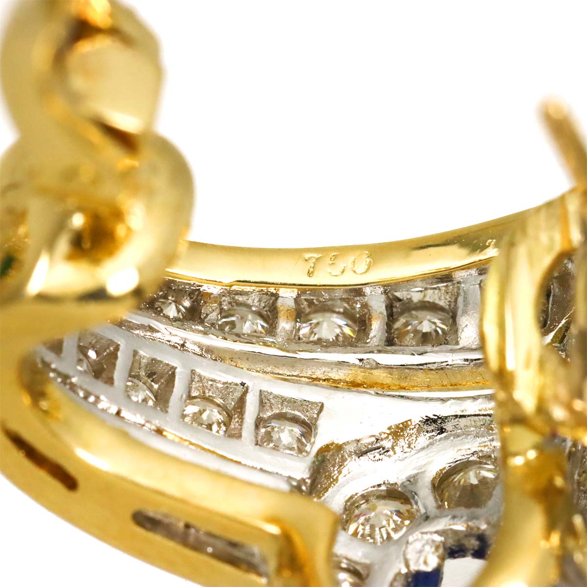Multi-stone Diamond 2.95ct Earrings Pierced 18K YG Yellow Gold 750