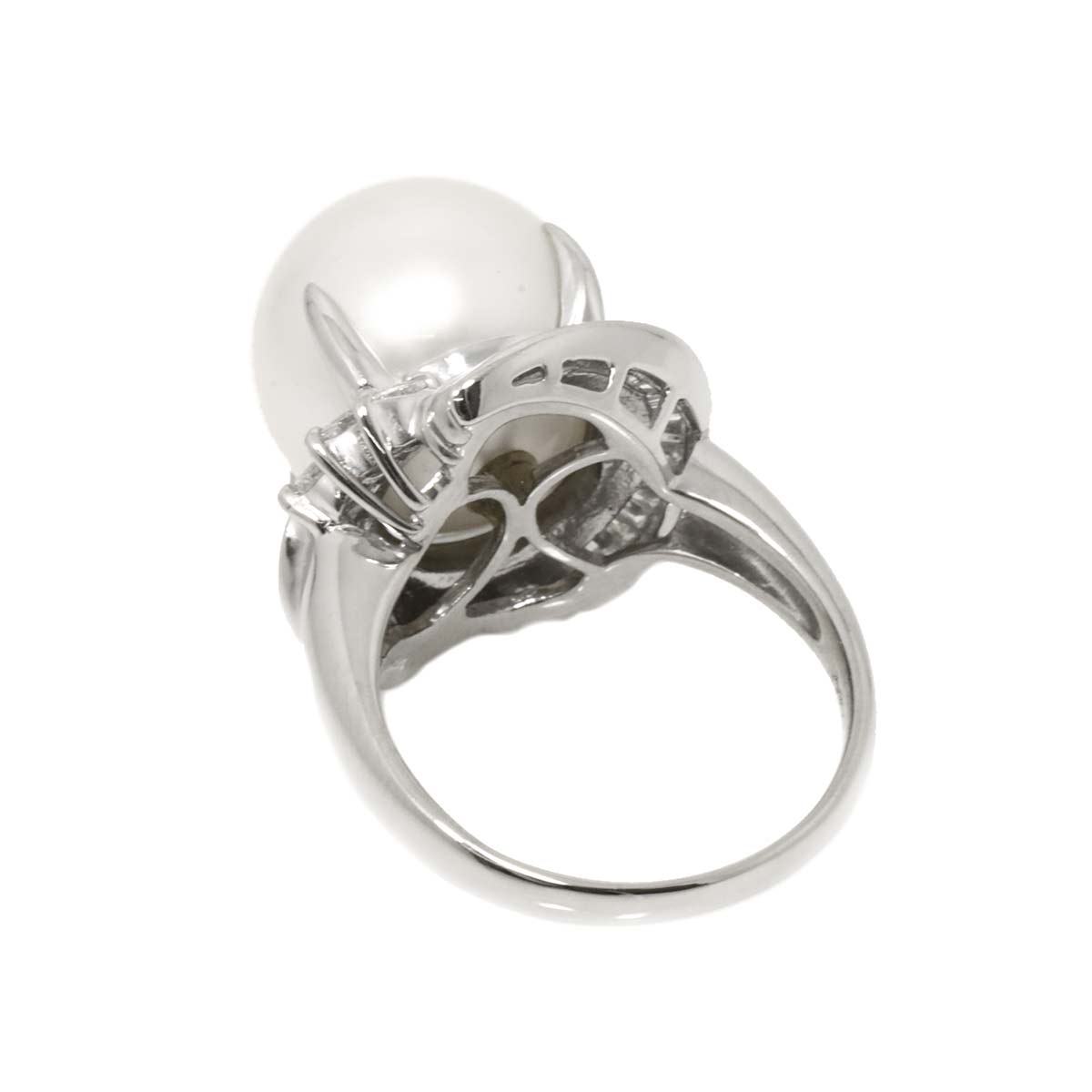 South Sea pearl 13.7mm Diamond Ring Pt Platinum Size6.75-7.25(US)