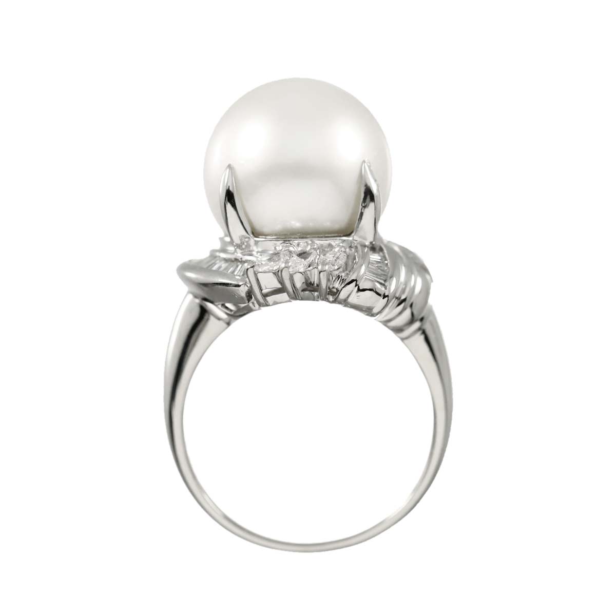 South Sea pearl 13.7mm Diamond Ring Pt Platinum Size6.75-7.25(US)