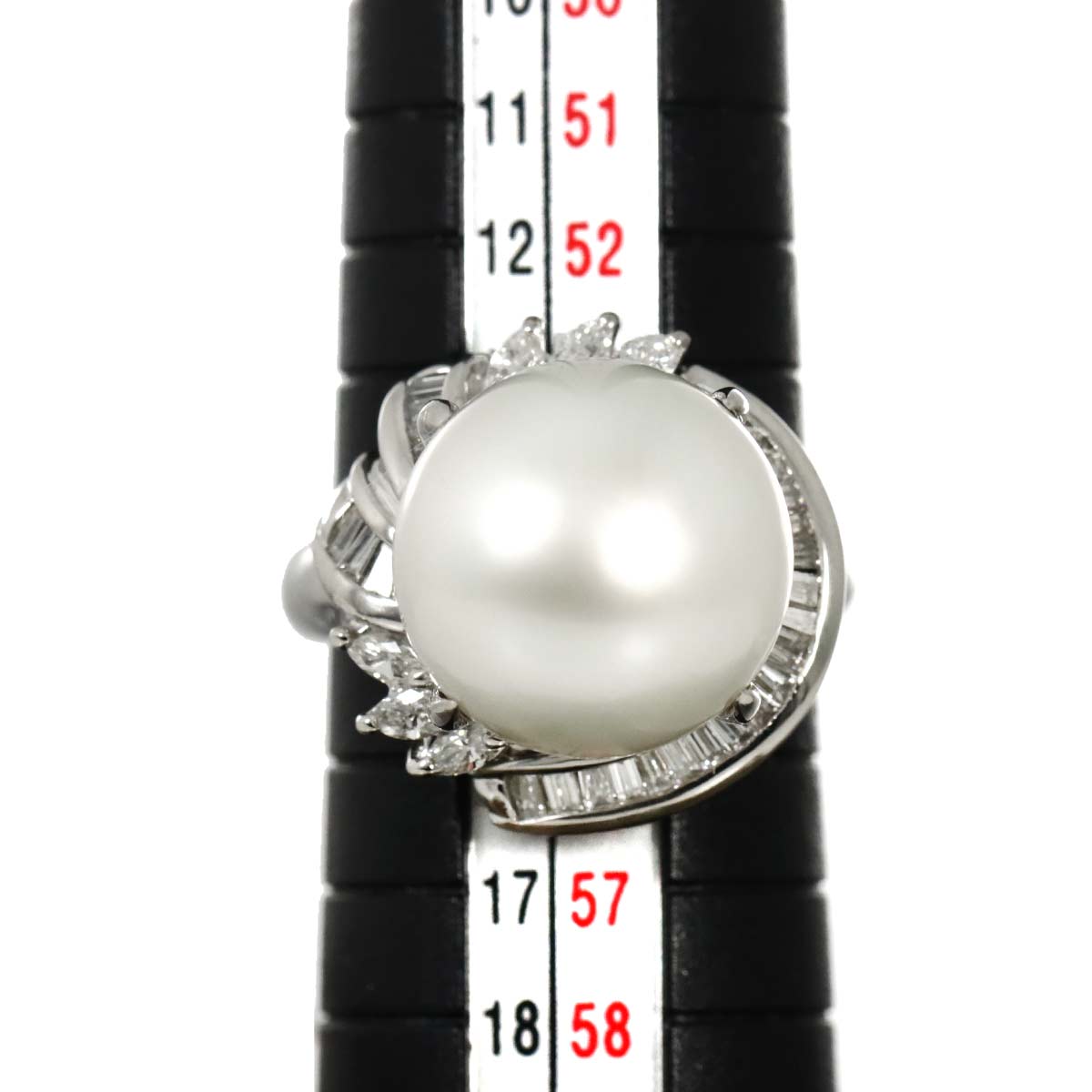 South Sea pearl 13.7mm Diamond Ring Pt Platinum Size6.75-7.25(US)