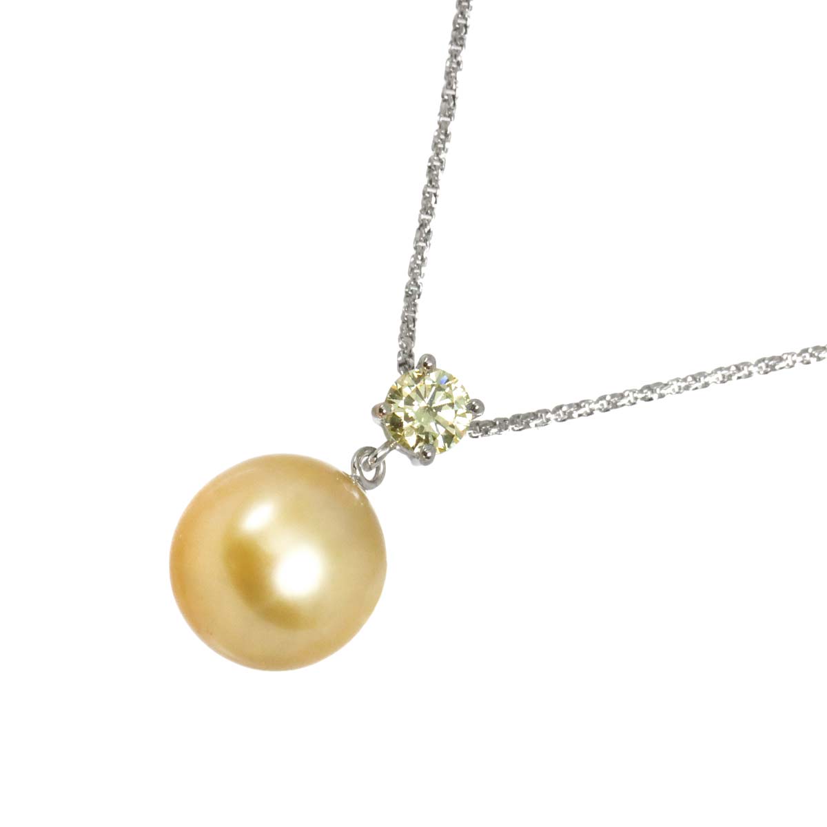 South Sea pearl 10.9mm Diamond 0.315ct Pearl Necklace 18K K18 WG 750