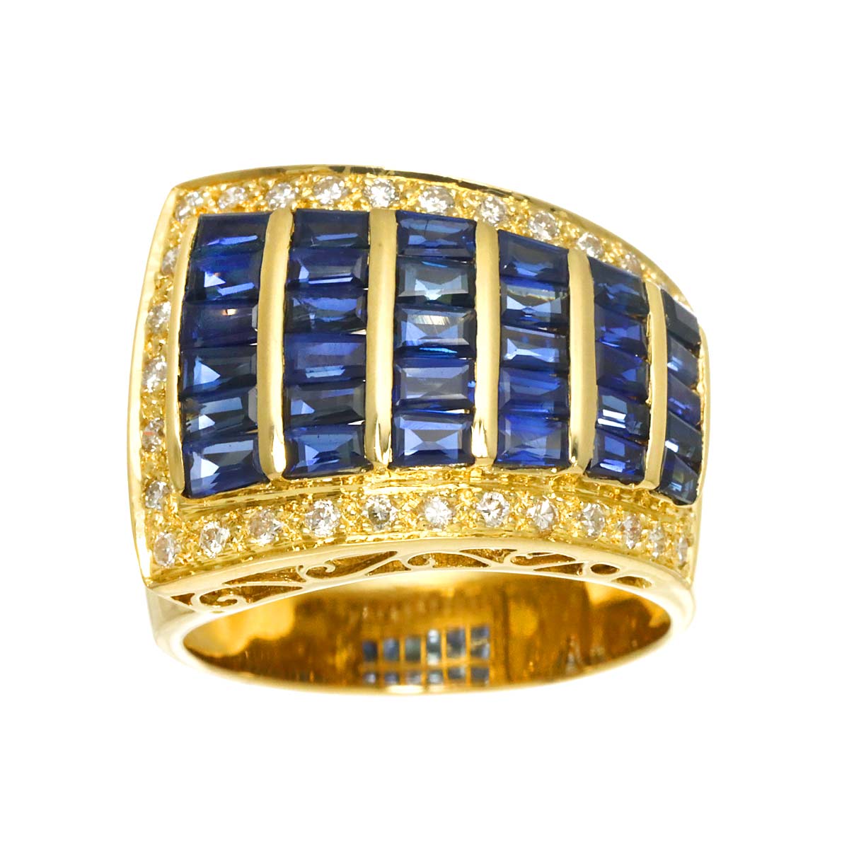 Sapphire 3.23ct Diamond 0.40ct Ring 18K YG Yellow Gold size7.75-8(US)