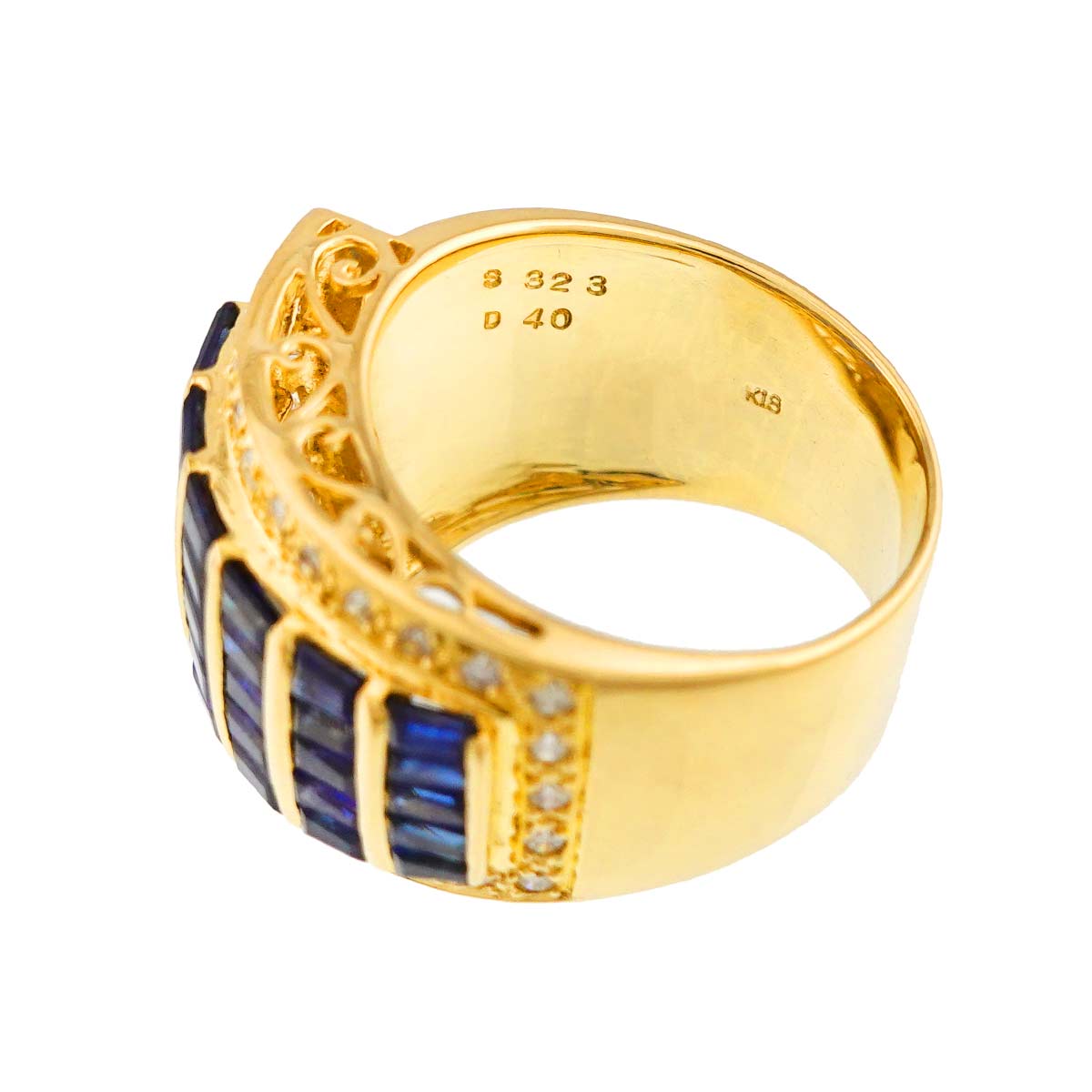 Sapphire 3.23ct Diamond 0.40ct Ring 18K YG Yellow Gold size7.75-8(US)