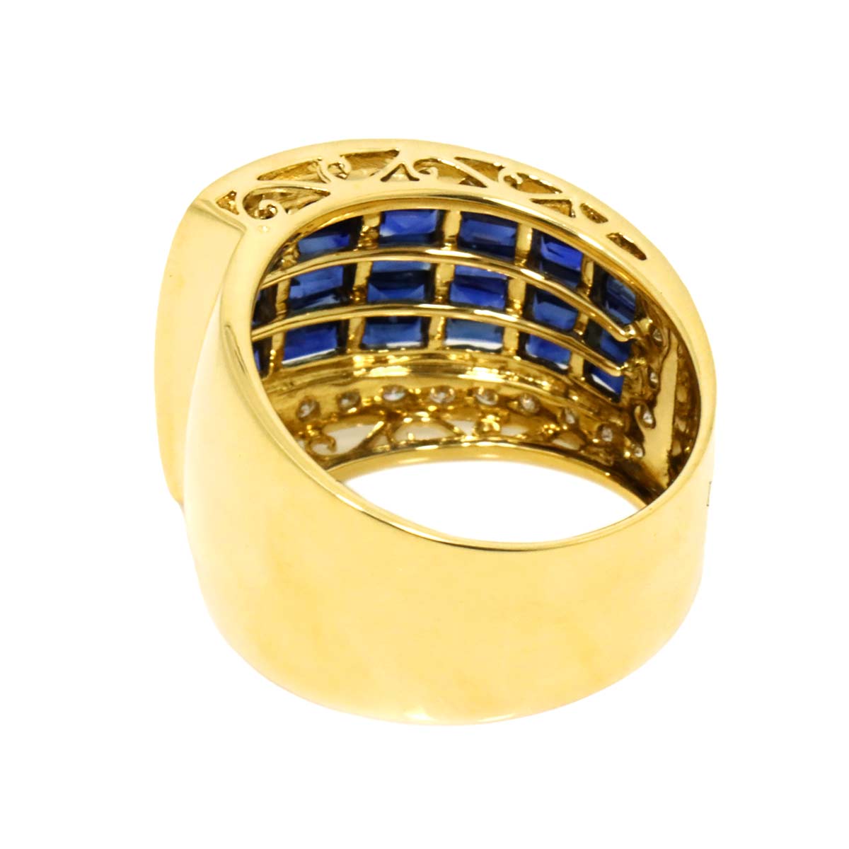 Sapphire 3.23ct Diamond 0.40ct Ring 18K YG Yellow Gold size7.75-8(US)