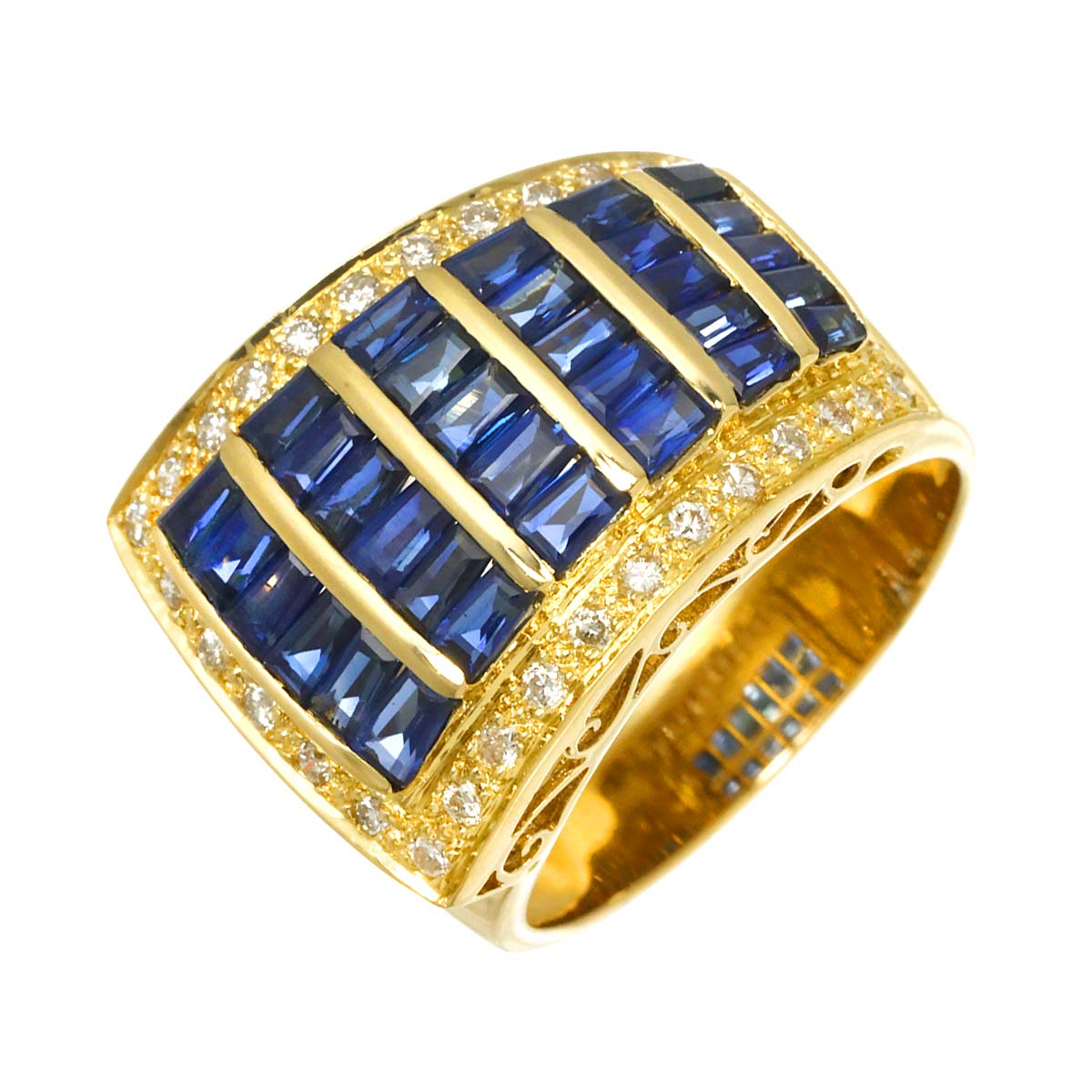 Sapphire 3.23ct Diamond 0.40ct Ring 18K YG Yellow Gold size7.75-8(US)