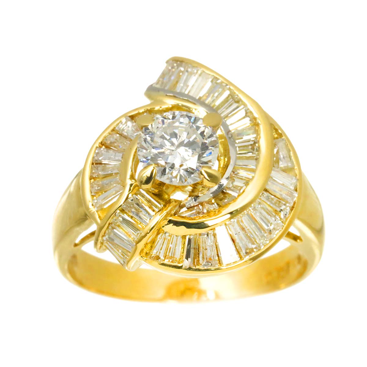 Diamond 0.757ct/1.31ct Ring 18K YG 750 Size6.5-6.75(US)