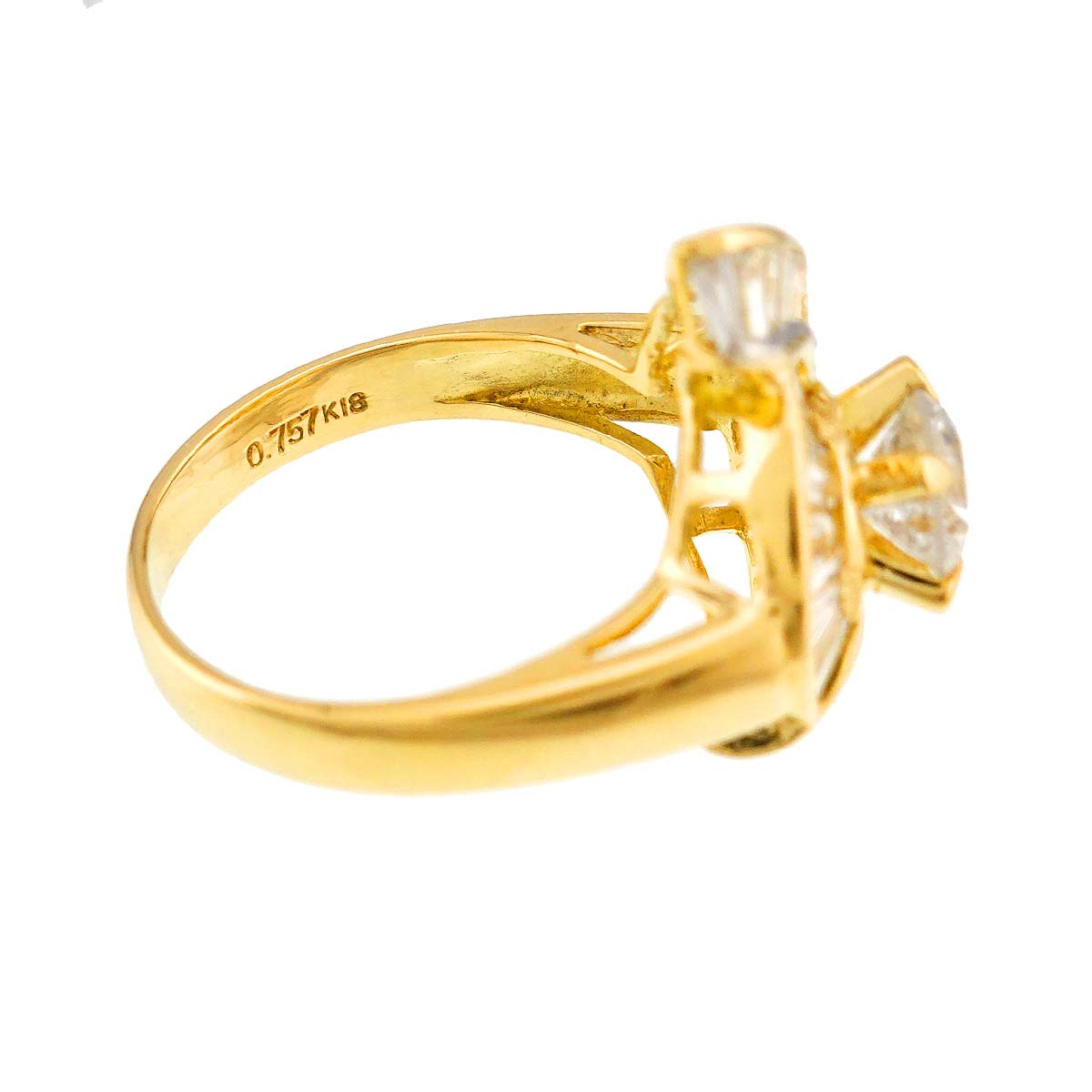 Diamond 0.757ct/1.31ct Ring 18K YG 750 Size6.5-6.75(US)