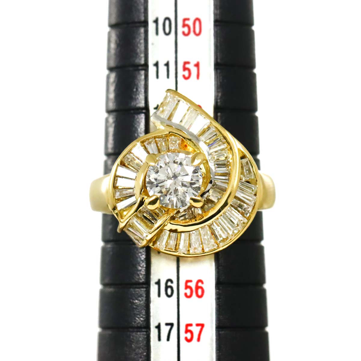 Diamond 0.757ct/1.31ct Ring 18K YG 750 Size6.5-6.75(US)