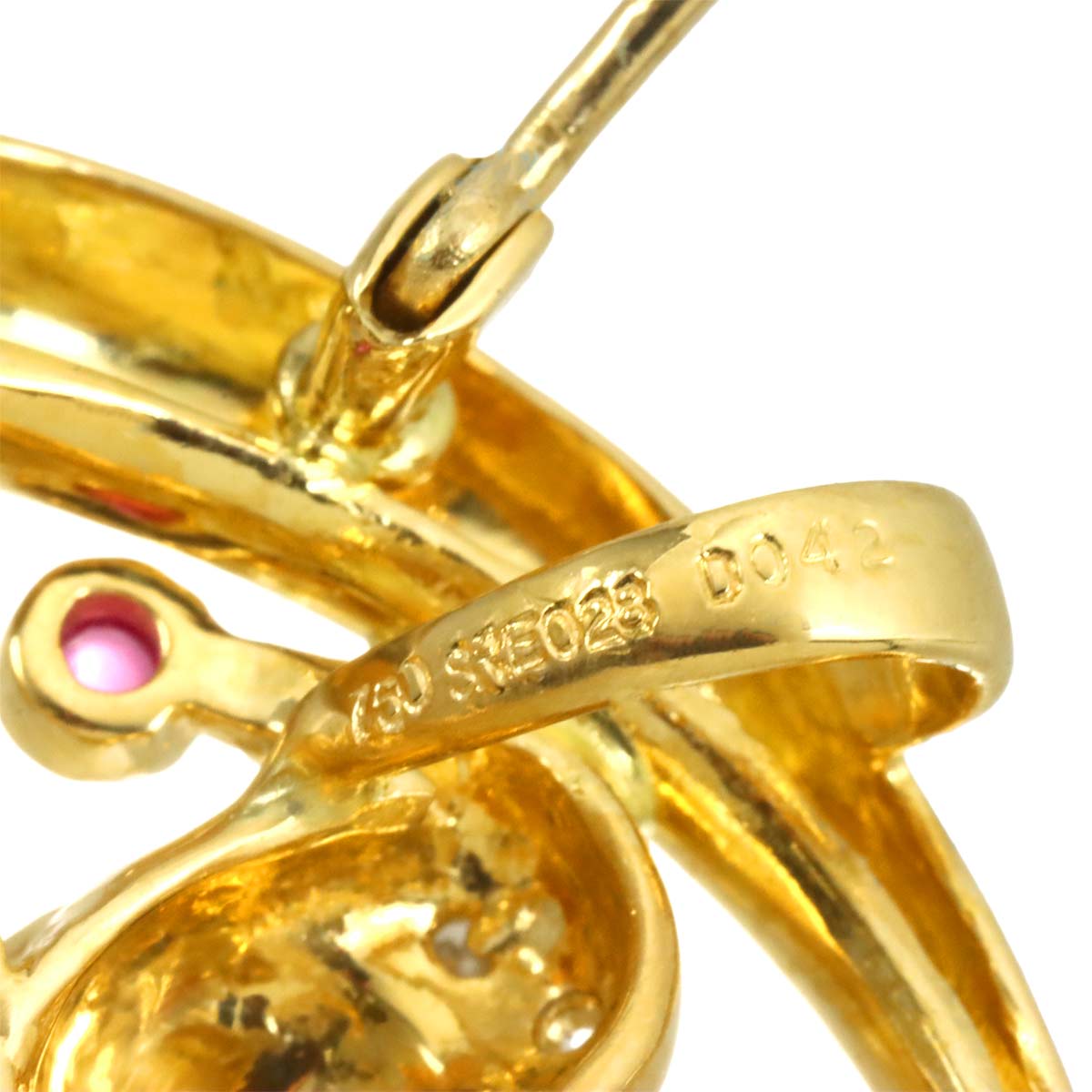 Multi StoneDiamond 0.06ct Brooch Pendant 18K YG 750
