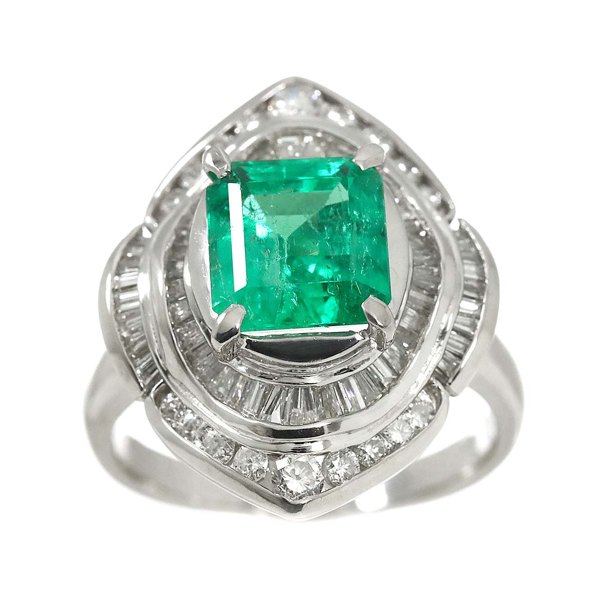 Emerald 1.94ct Diamond 0.93ct Ring Pt Platinum size4.75-5(US)