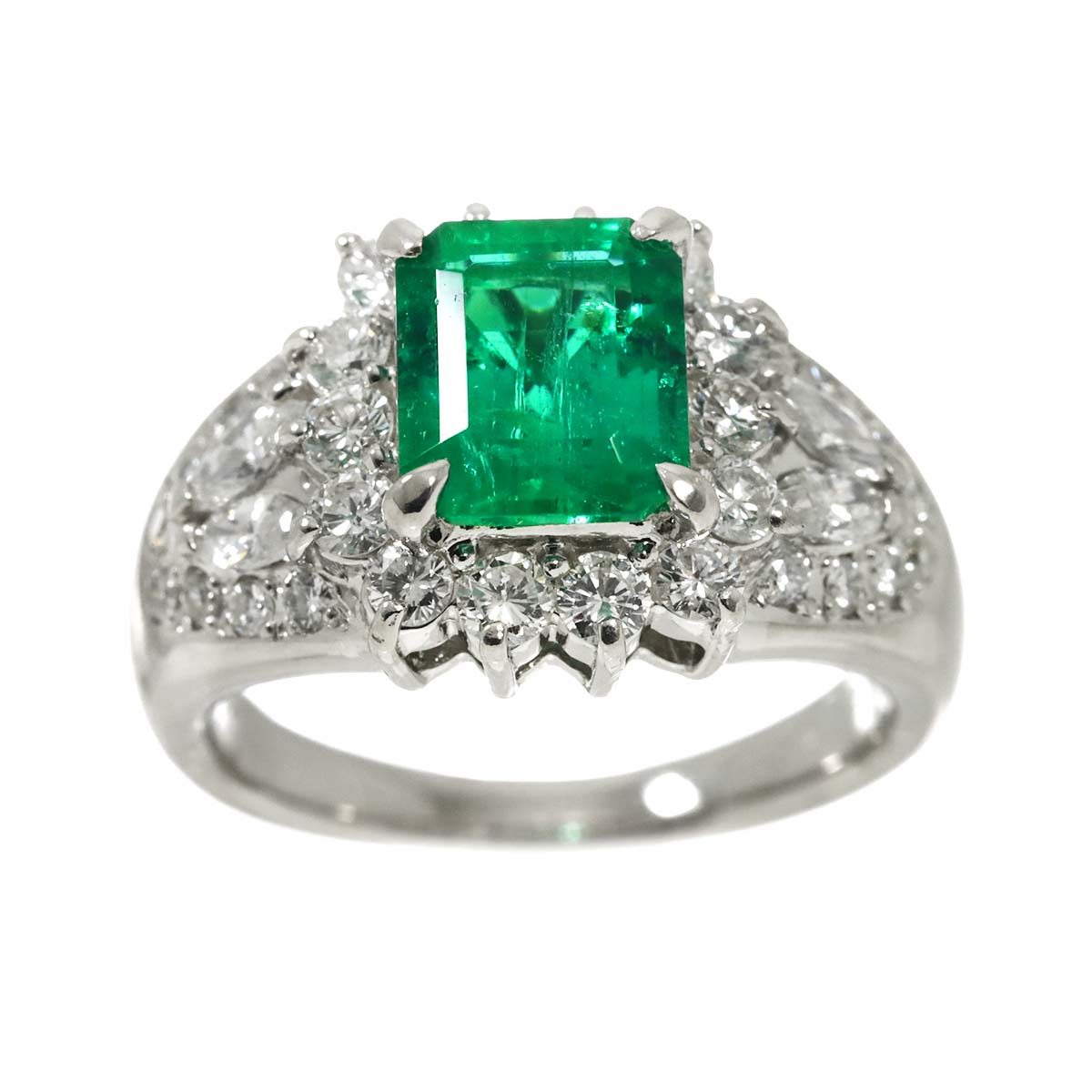 Emerald 2.22ct Diamond 1.20ct Ring Pt Platinum size6-6.25(US)