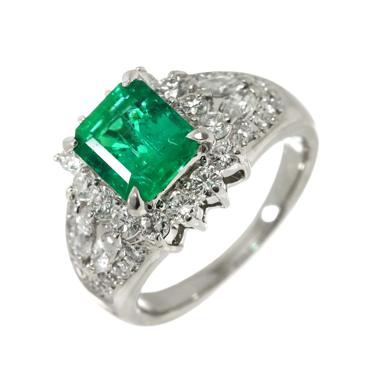 Emerald 2.22ct Diamond 1.20ct Ring Pt Platinum size6-6.25(US)
